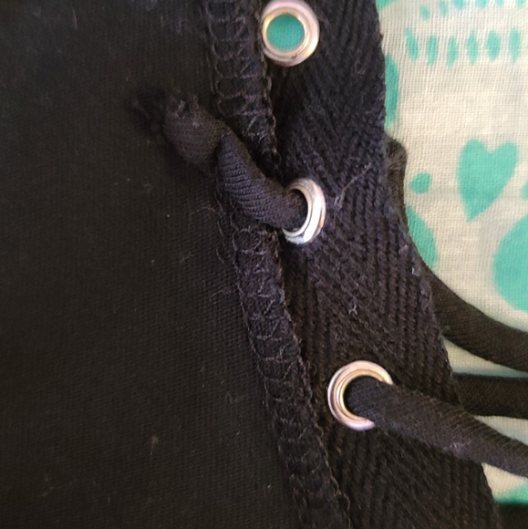 ⚡2/$25-NWOT- Black Cold-shoulder Lace-up Tee - Picture 3 of 12